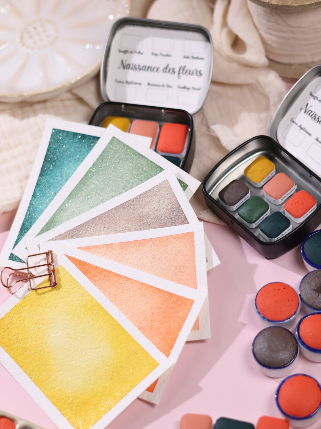 Naissance des Fleurs | 6 aquarelles à effet | Brillantes, poétiques et printanières | Fait main
