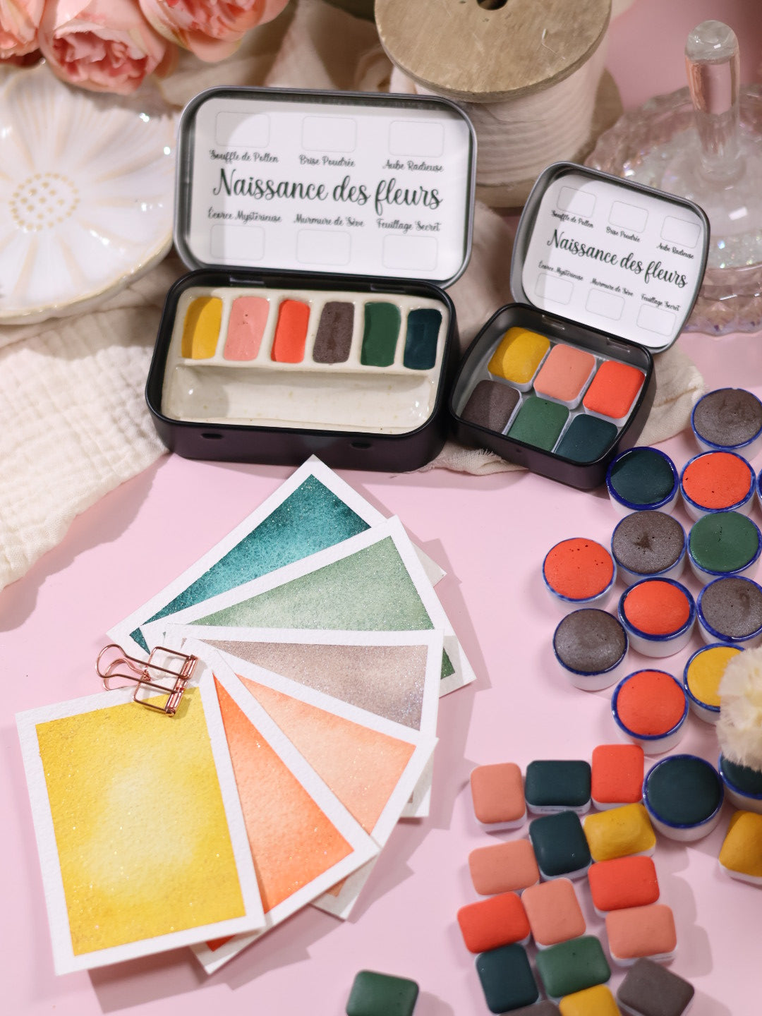 Naissance des Fleurs | 6 aquarelles à effet | Brillantes, poétiques et printanières | Fait main