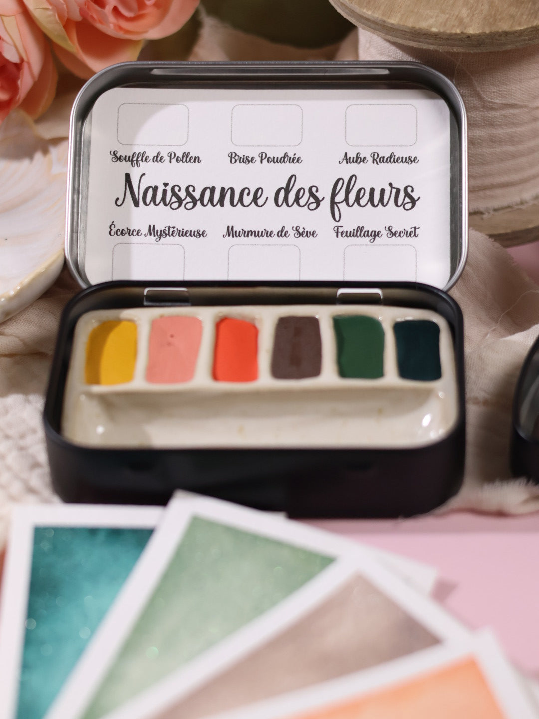 Naissance des Fleurs | 6 aquarelles à effet | Brillantes, poétiques et printanières | Fait main