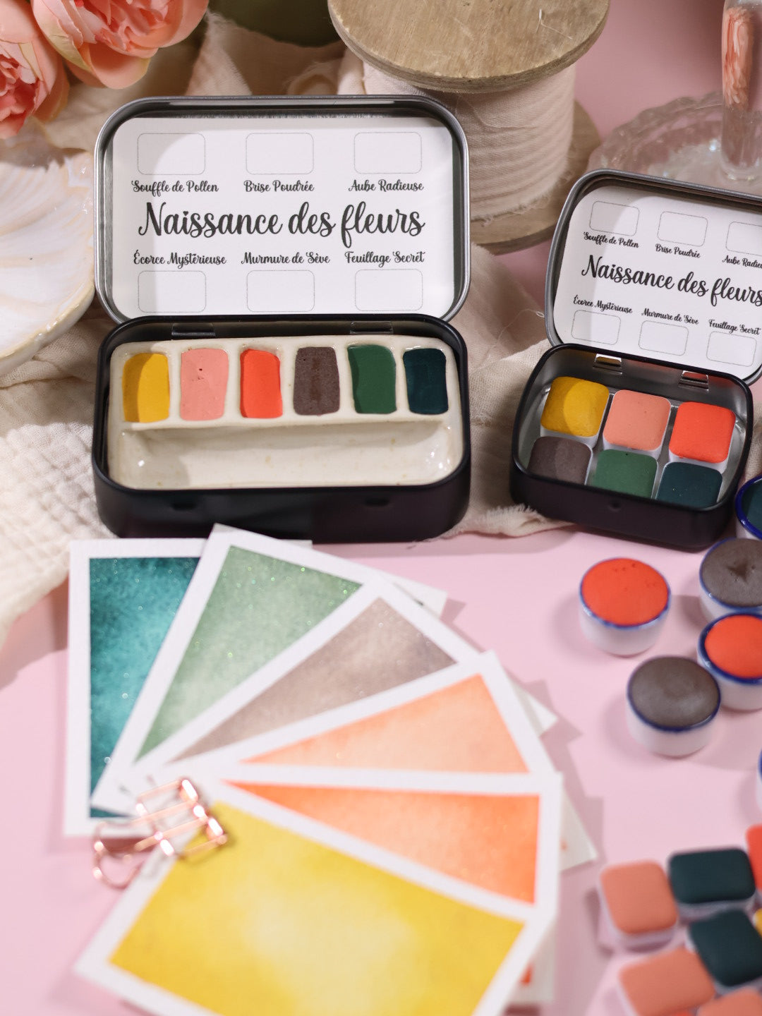 Naissance des Fleurs | 6 aquarelles à effet | Brillantes, poétiques et printanières | Fait main