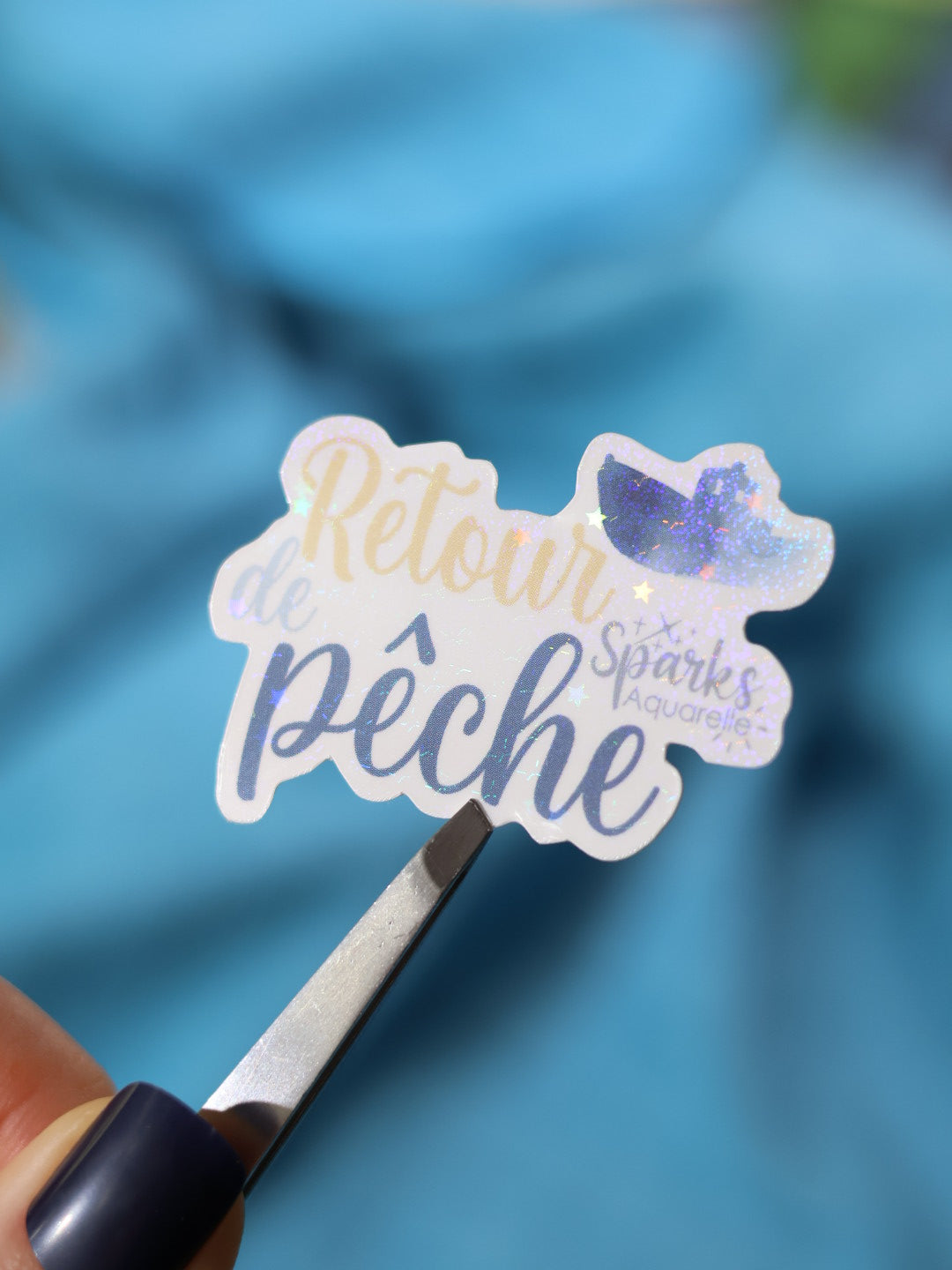 Sticker pailleté pour palette d’aquarelle ✨- Retour de pêche - décoration palette peinture artistique