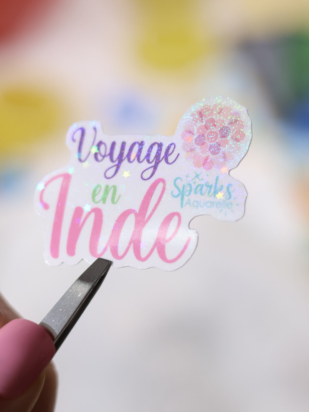 Sticker pailleté pour palette d’aquarelle ✨- Voyage en Inde - décoration palette peinture artistique