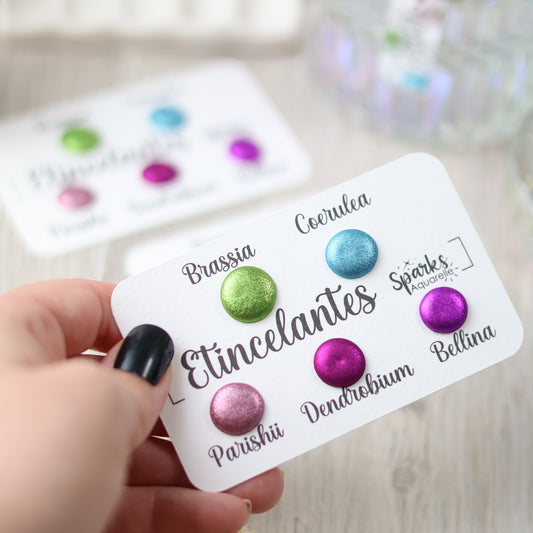 Dot Card Etincelantes | 5 dots d'aquarelle étincelantes | aquarelles artisanales fabriquées à la main | peinture duochrome | cadeau artiste