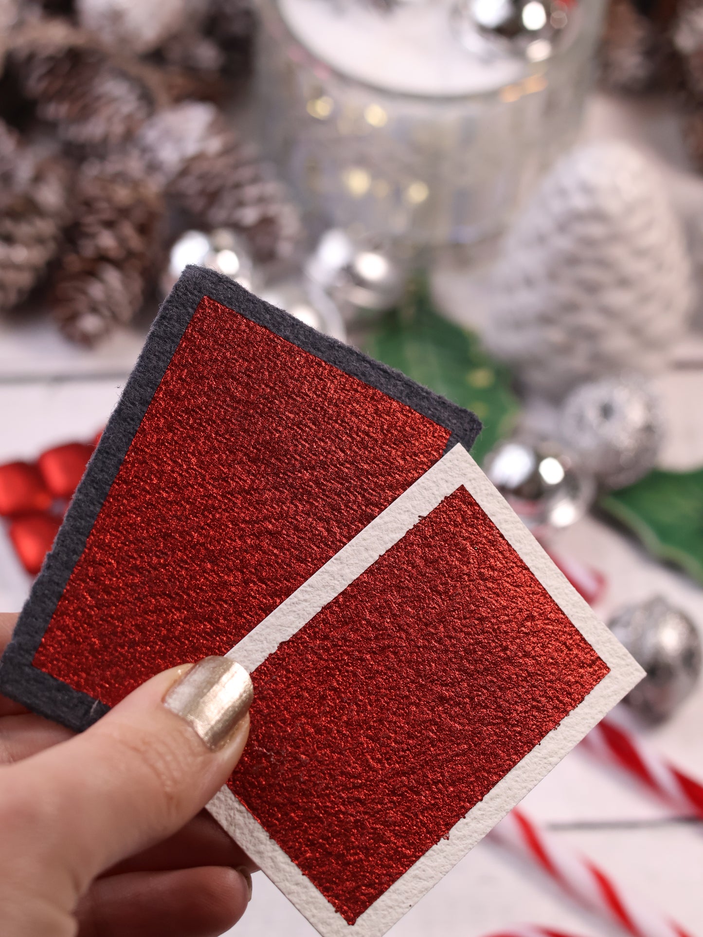 Poinsetta | Noël 2025 | Godet d'aquarelle à effet | aquarelle artisanale | cadeau Noël artiste peintre