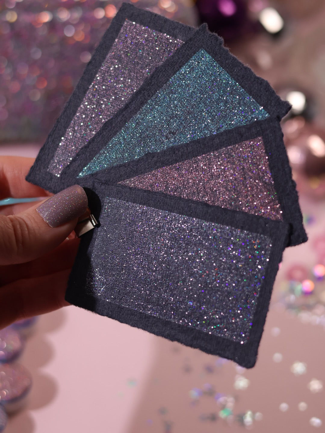 Moment Suspendu – 4 toppers d’aquarelle à paillettes pour sublimer vos créations | aquarelles | cadeau artiste | aquarelles artisanales