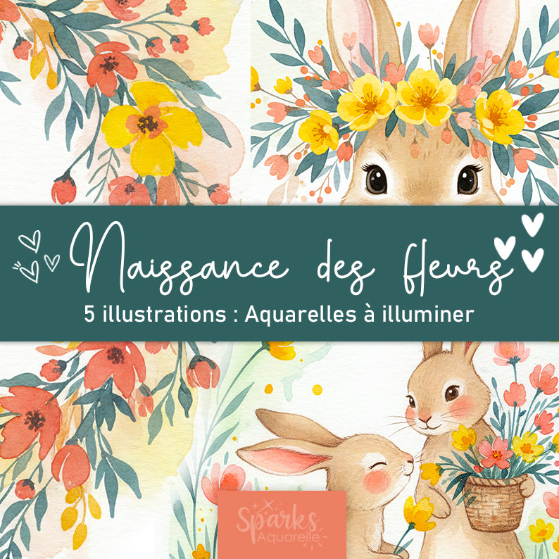 Collection Naissance des fleurs : illustrations à pailleter