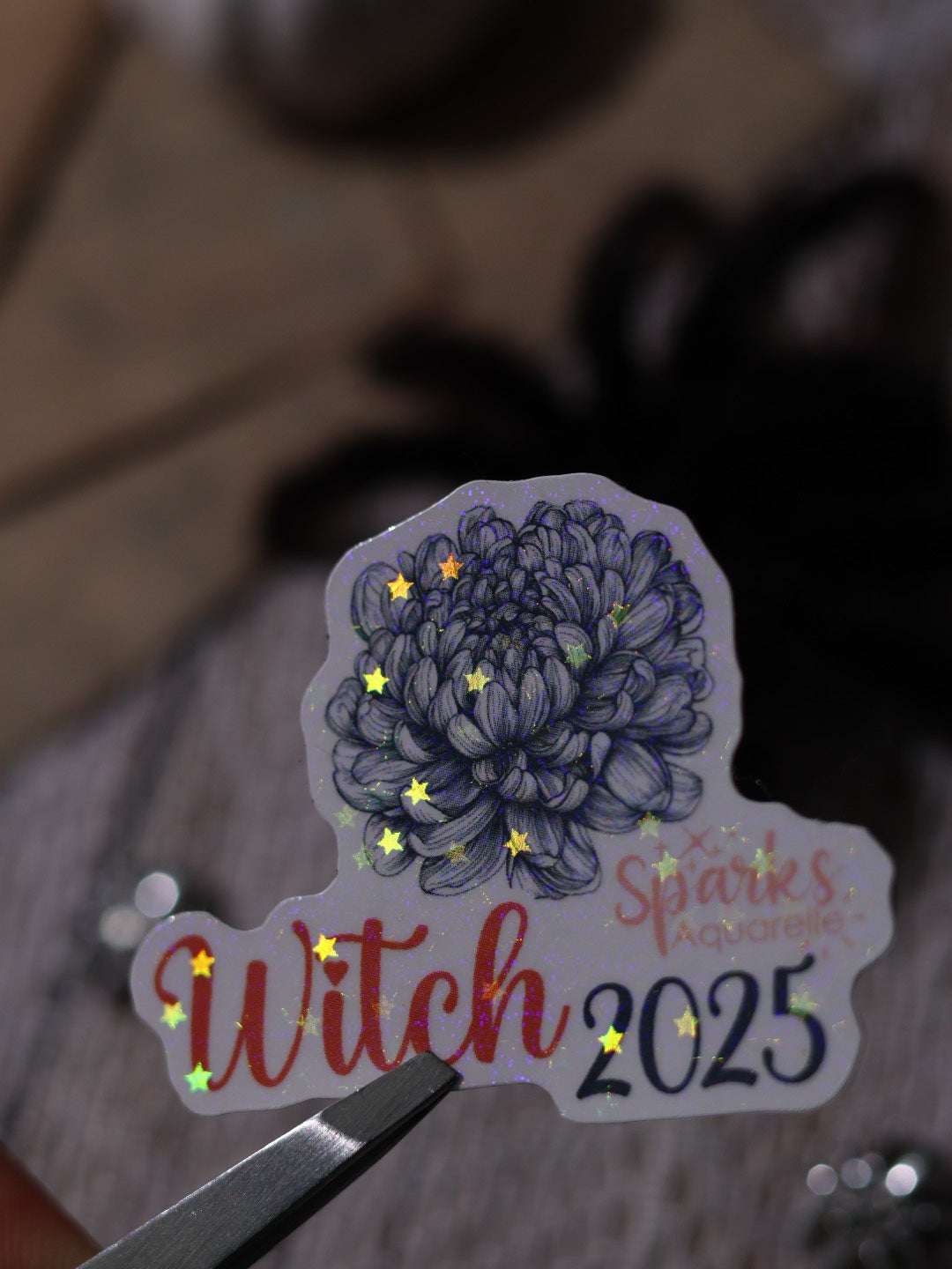 Sticker pailleté pour palette d’aquarelle ✨- Witch2025 - décoration palette peinture artistique