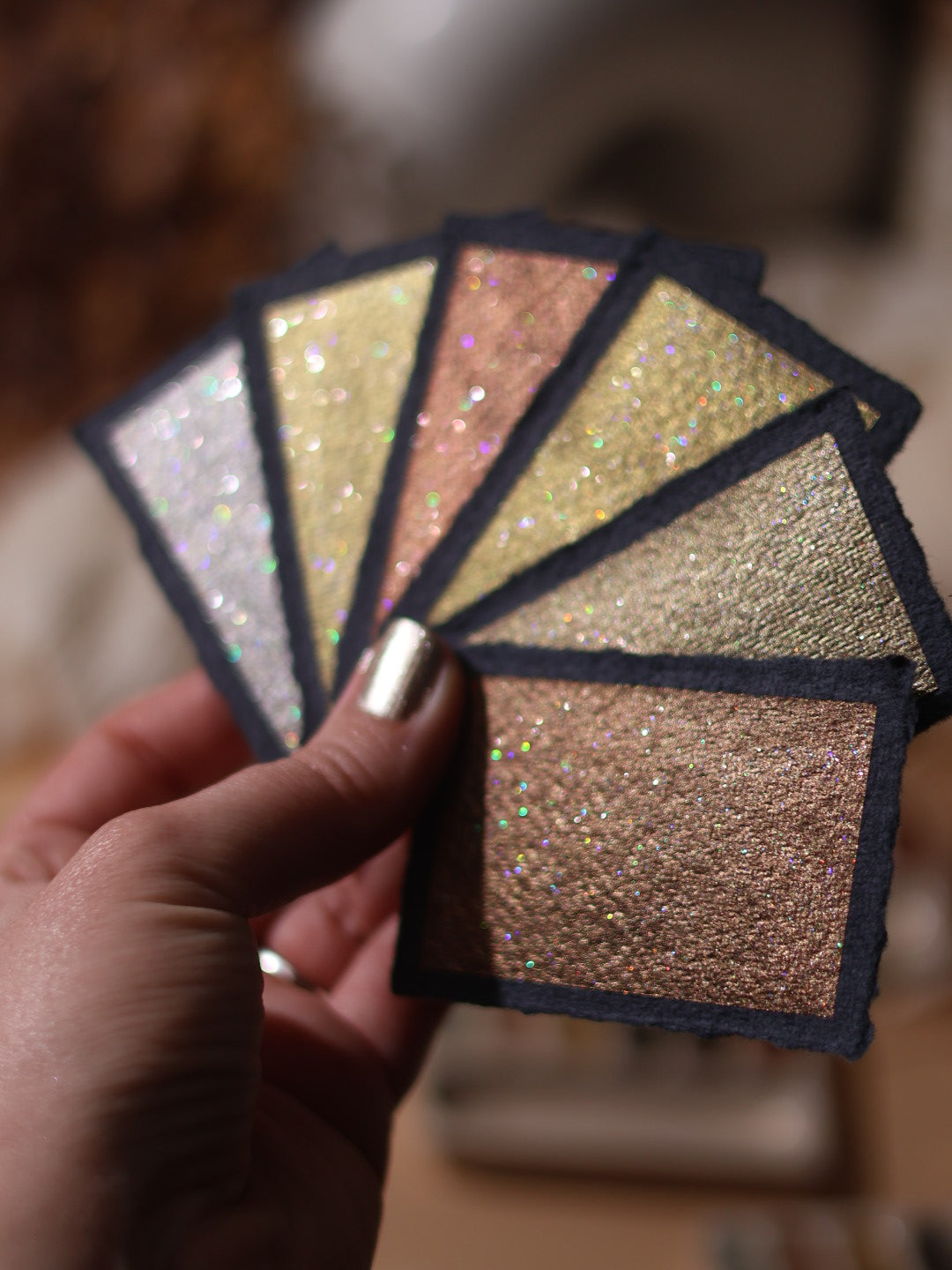 Trésors du Désert | Aquarelles à paillettes holographiques | 6 aquarelles à effet | brillantes, poétiques et lumineuses | Fait main