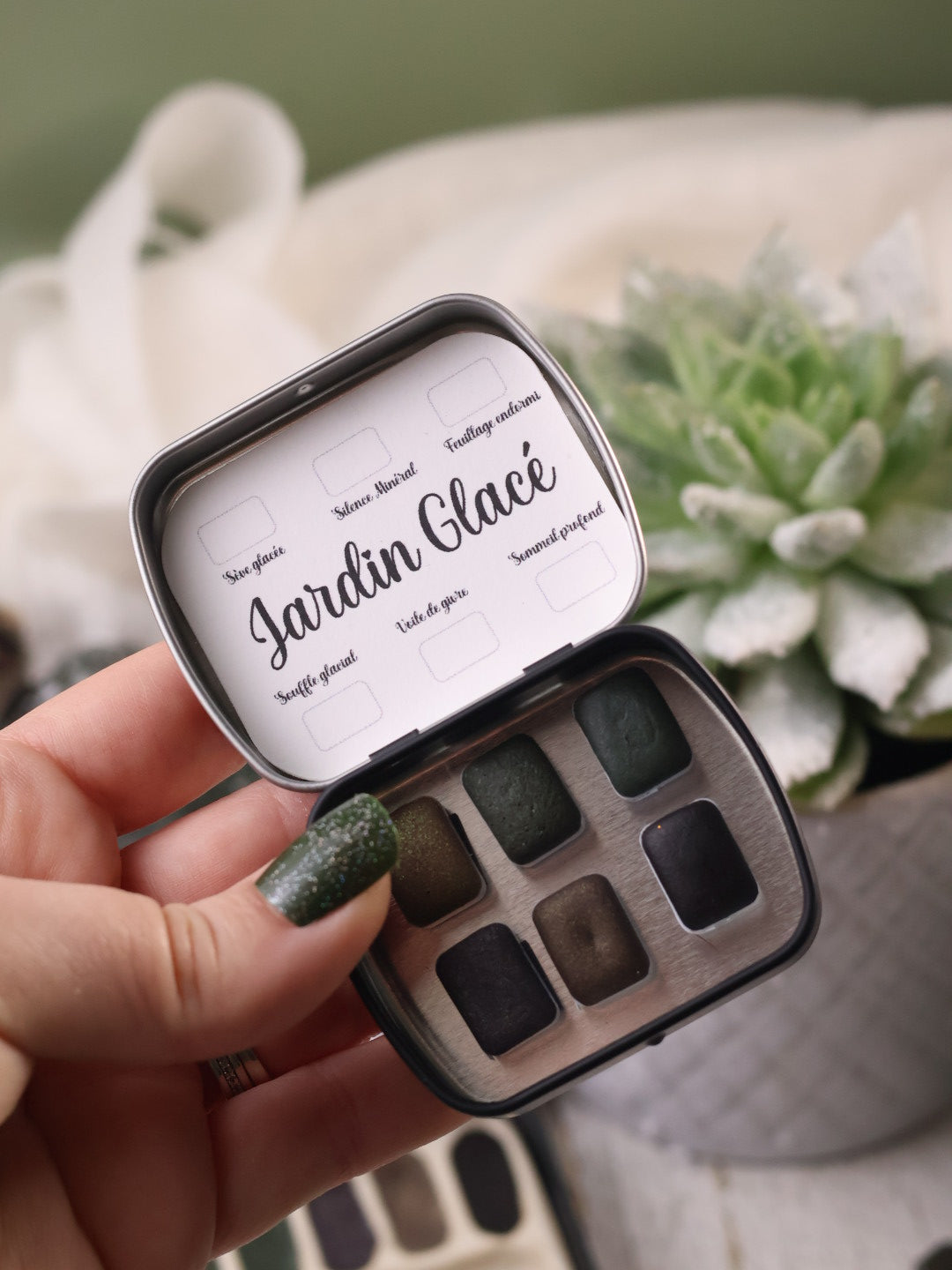 Jardin Glacé | 6 aquarelles à effet | Subtiles, lumineuses et givrées | Fait main