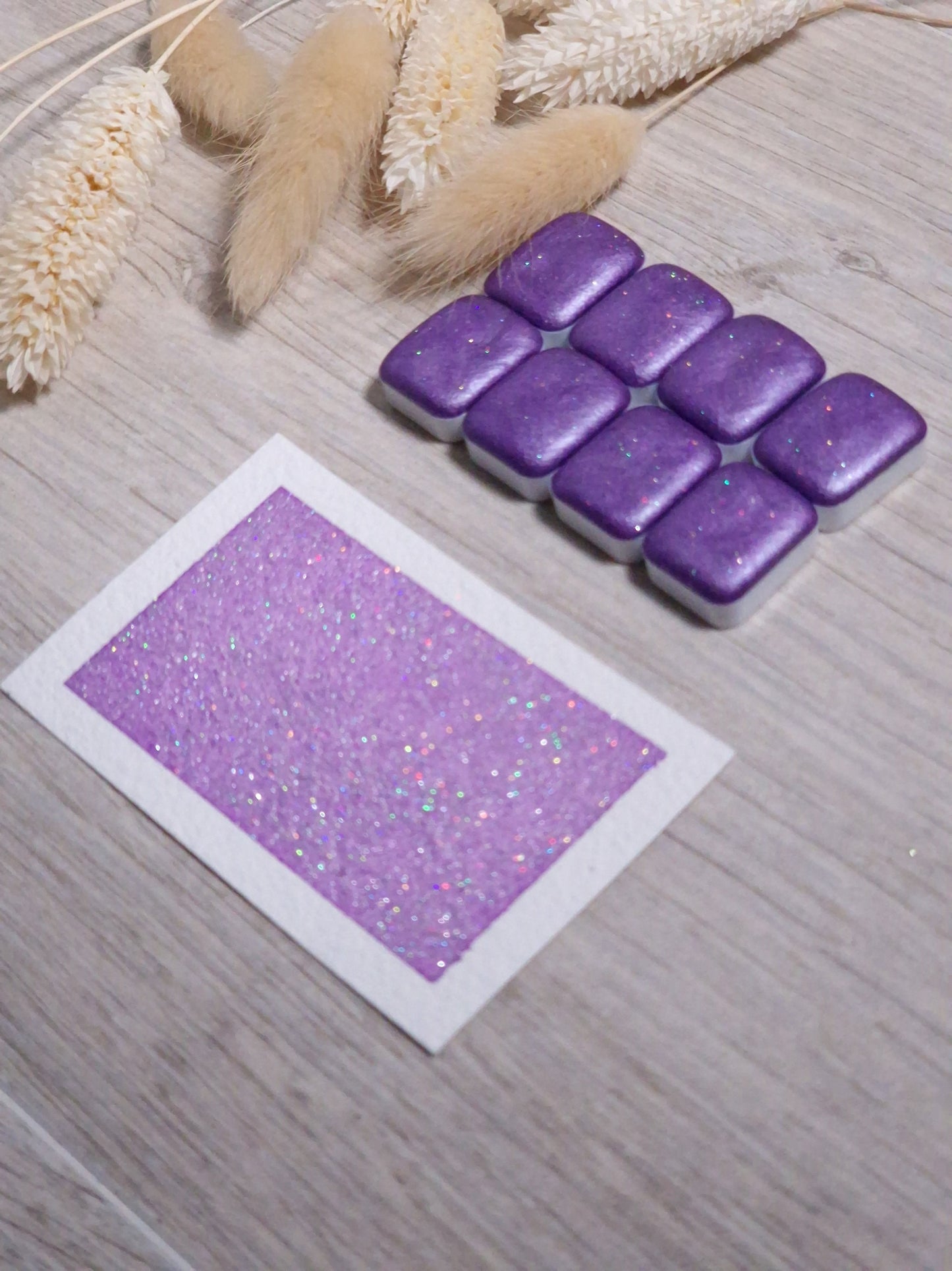 Rarity | Quart de godet d'aquarelle pailletée | aquarelle holographique violette | aquarelle scintillante violette | fabriquée à la main