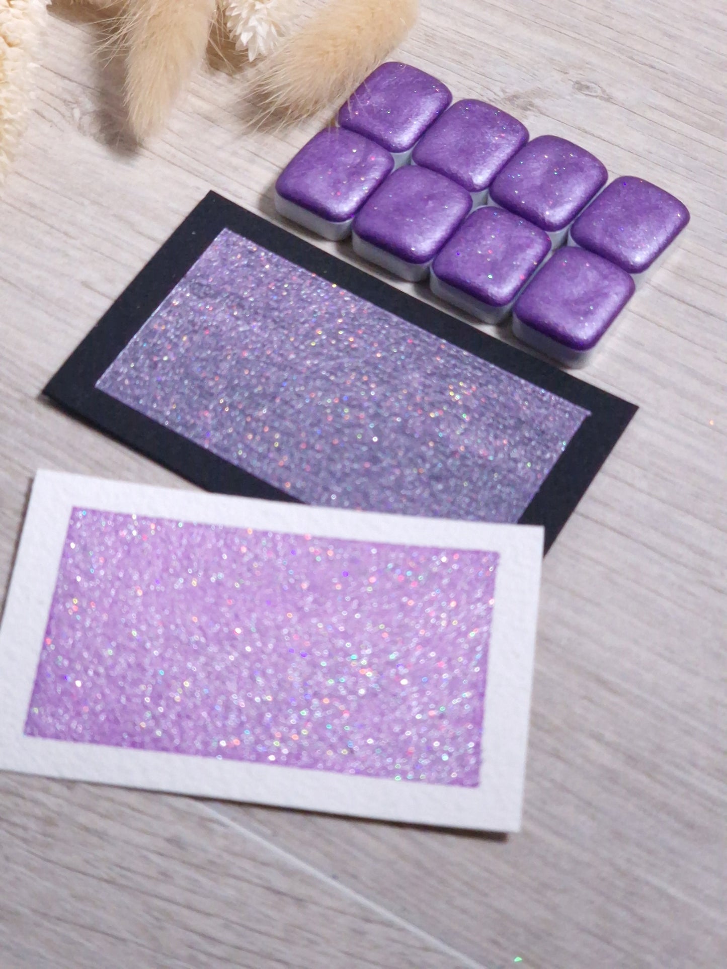 Rarity | Quart de godet d'aquarelle pailletée | aquarelle holographique violette | aquarelle scintillante violette | fabriquée à la main