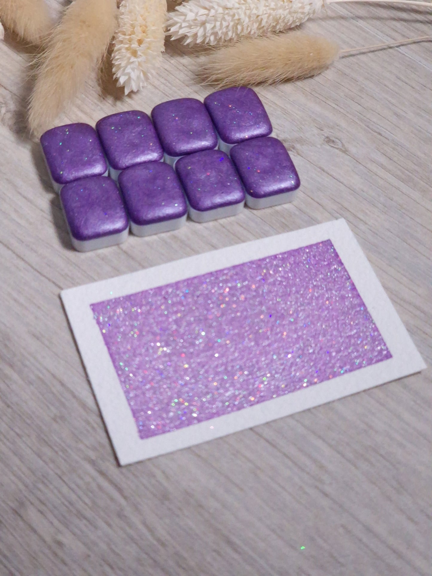 Rarity | Quart de godet d'aquarelle pailletée | aquarelle holographique violette | aquarelle scintillante violette | fabriquée à la main