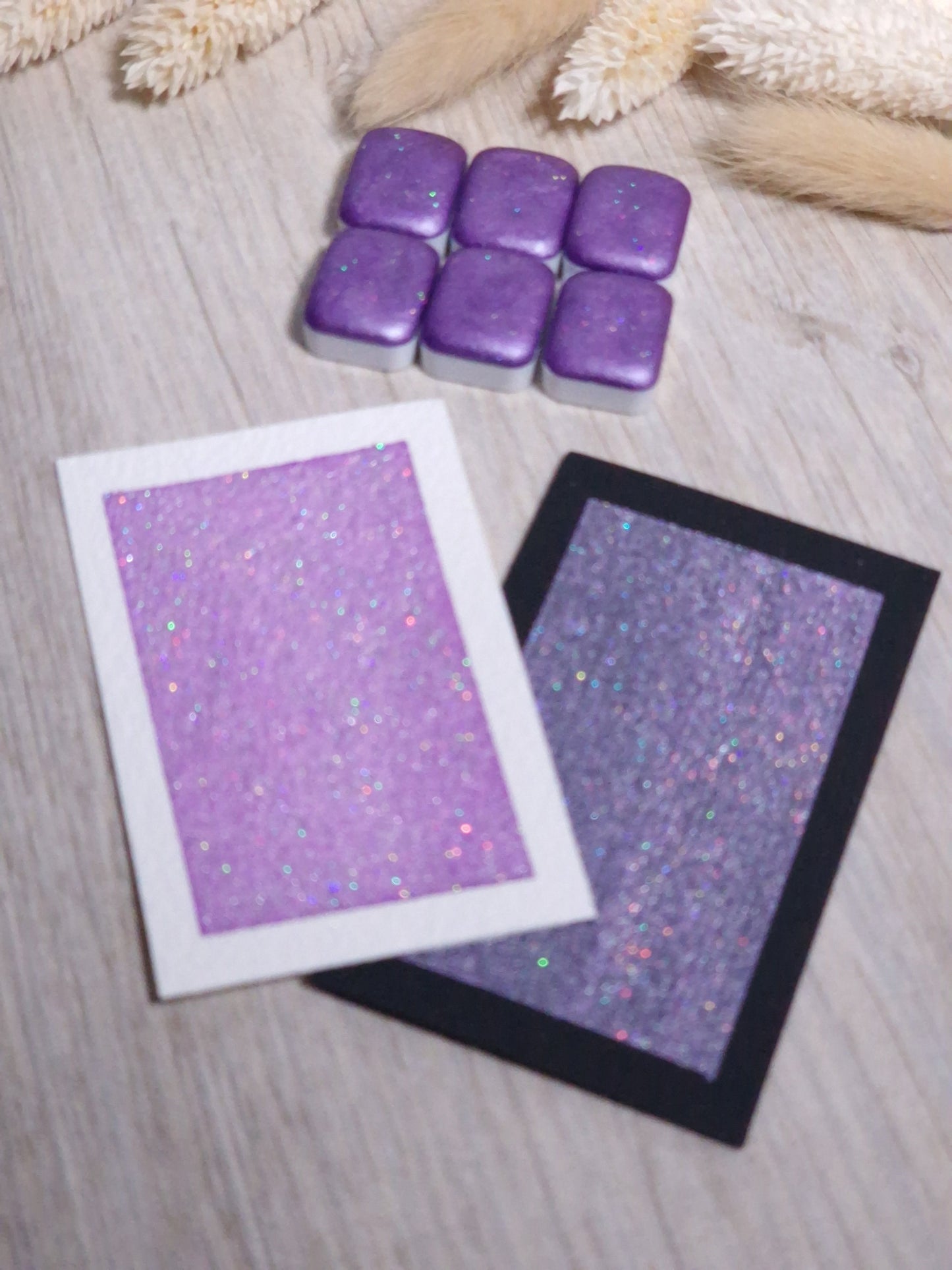 Rarity | Quart de godet d'aquarelle pailletée | aquarelle holographique violette | aquarelle scintillante violette | fabriquée à la main