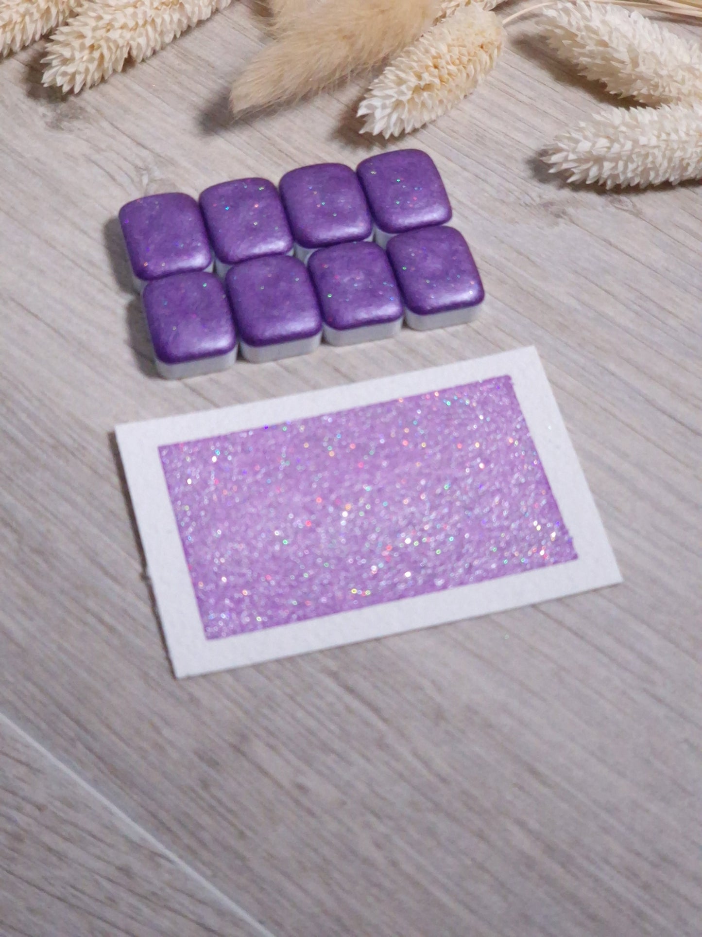 Rarity | Quart de godet d'aquarelle pailletée | aquarelle holographique violette | aquarelle scintillante violette | fabriquée à la main
