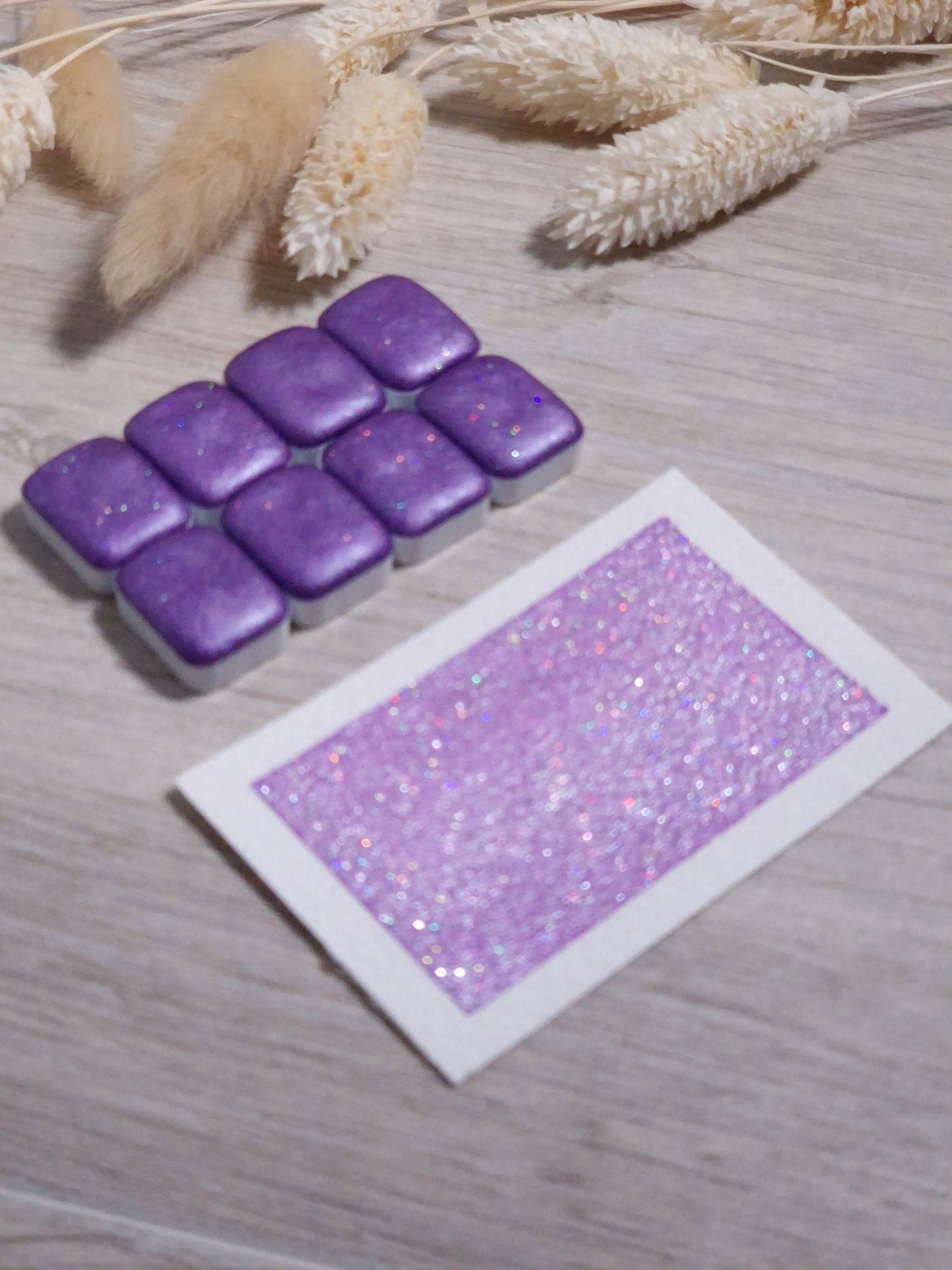 Rarity | Quart de godet d'aquarelle pailletée | aquarelle holographique violette | aquarelle scintillante violette | fabriquée à la main