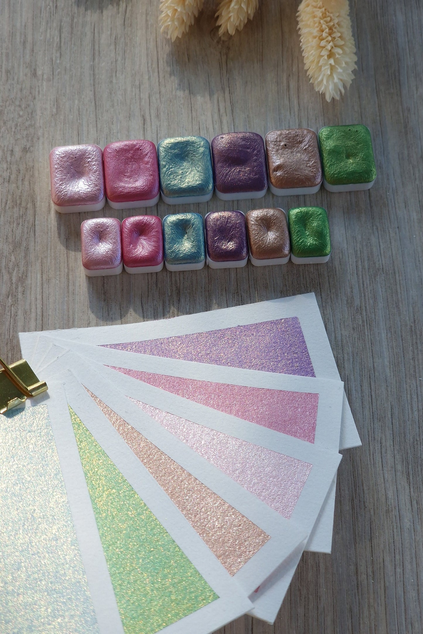 Voyage en Inde | 6 aquarelles métallisées | brillantes, intenses et pigmetées | fait à la main | palette et kit | cadeau pour ami peintre