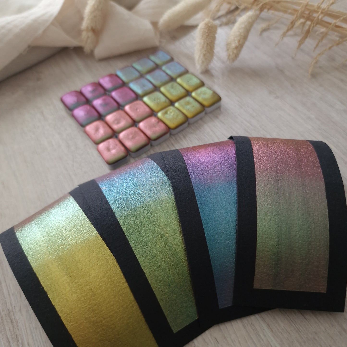 Caméléons légendaires | 4 aquarelles caméléons | aquarelle artisanale fabriquée à la main | peinture duochrome | cadeau artiste anniversaire
