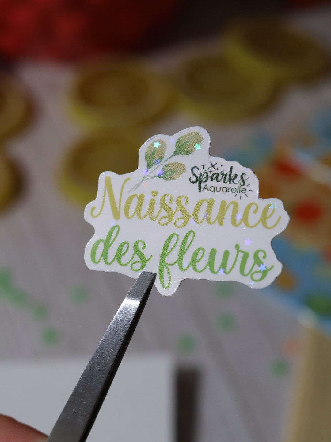 Sticker pailleté pour palette d’aquarelle ✨- Naissance des fleurs - décoration palette peinture artistique