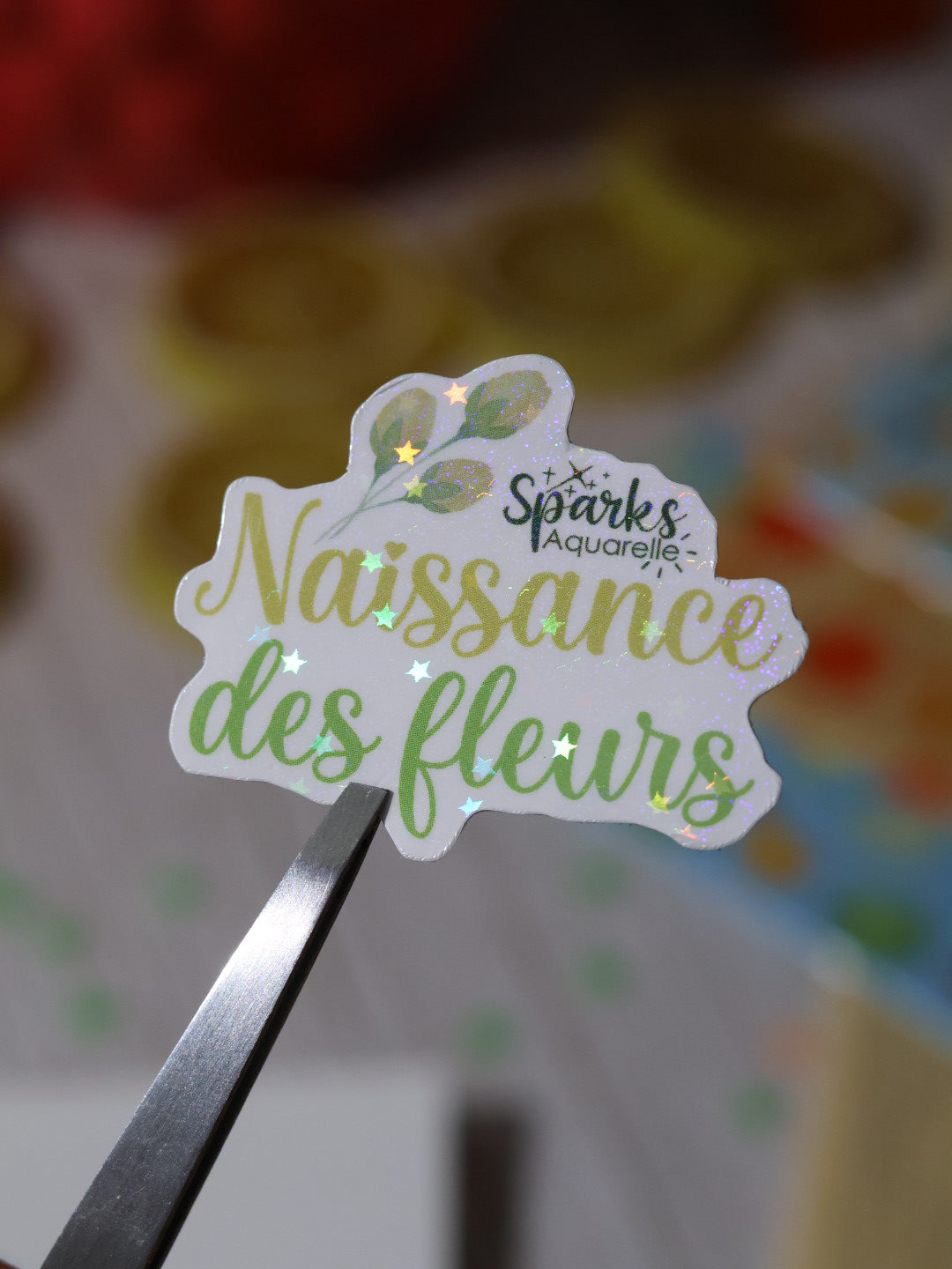 Sticker pailleté pour palette d’aquarelle ✨- Naissance des fleurs - décoration palette peinture artistique