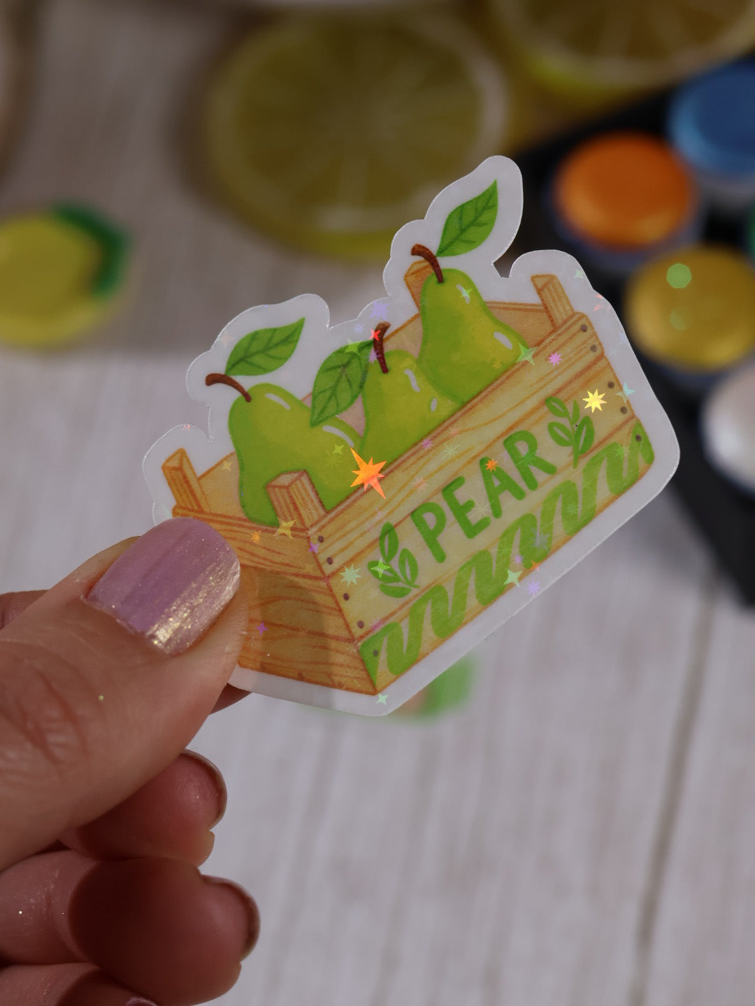 Lot de 6 stickers Tutti Frutti en vinyle scintillant – Stickers pailletés