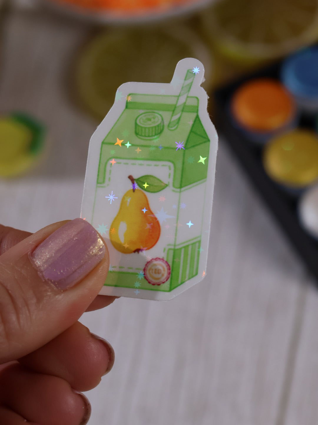 Lot de 6 stickers Tutti Frutti en vinyle scintillant – Stickers pailletés