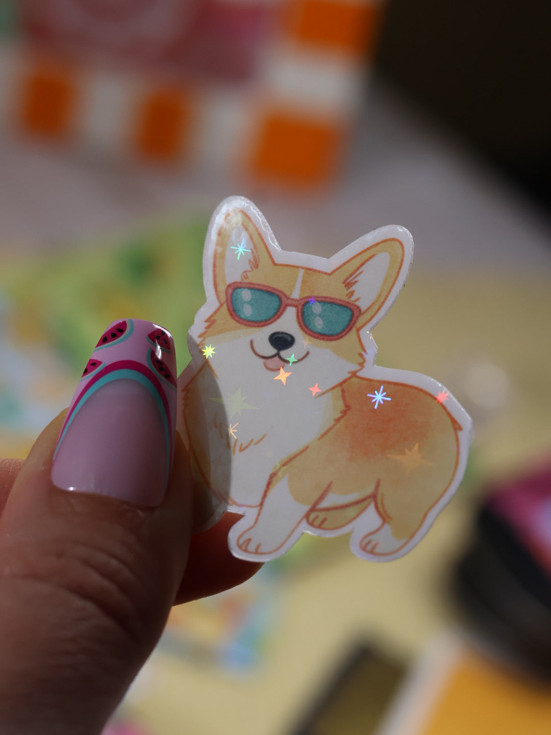 Lot de 6 stickers Zeste d’été en vinyle scintillant – Stickers pailletés