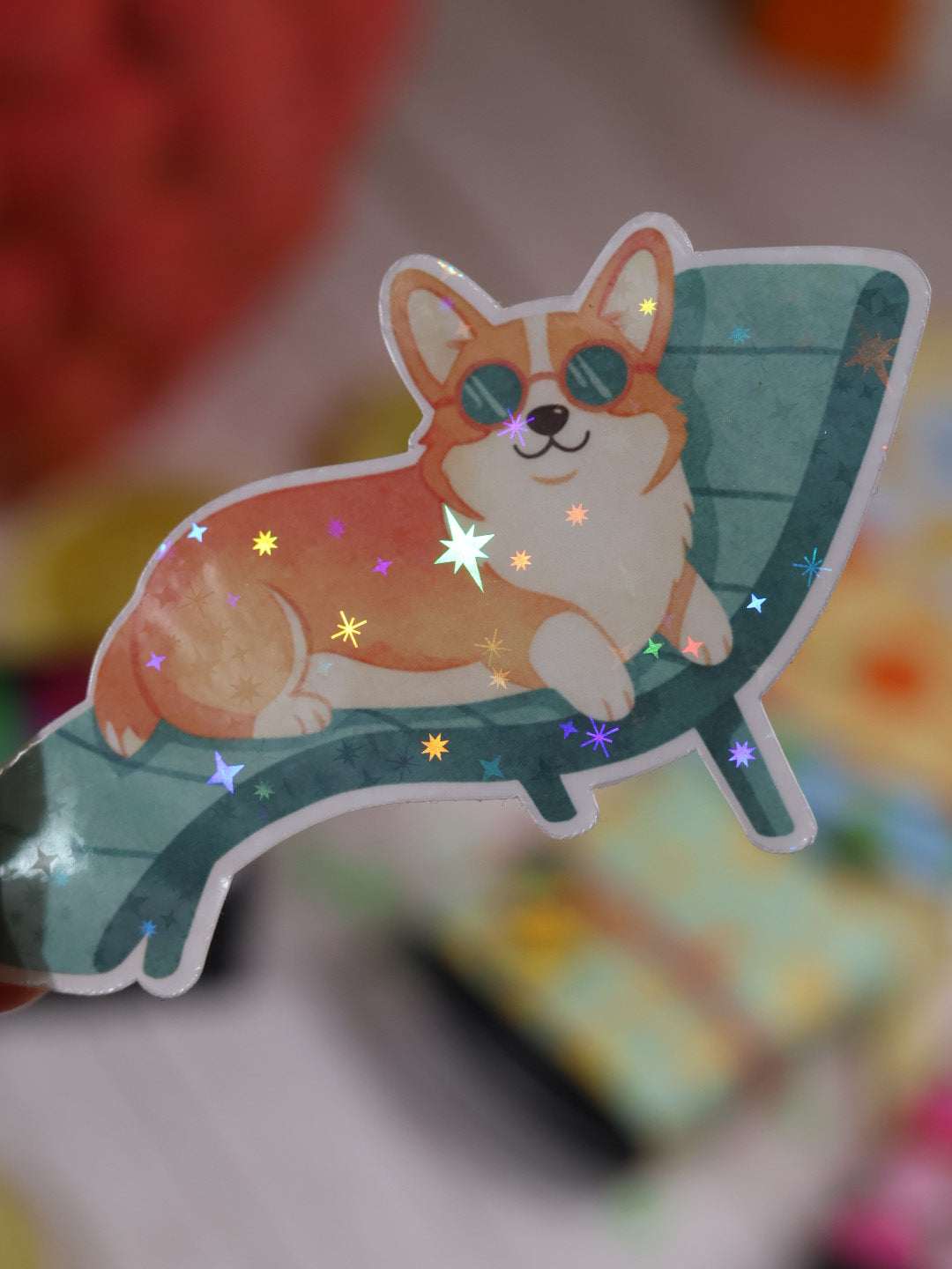 Lot de 6 stickers Zeste d’été en vinyle scintillant – Stickers pailletés