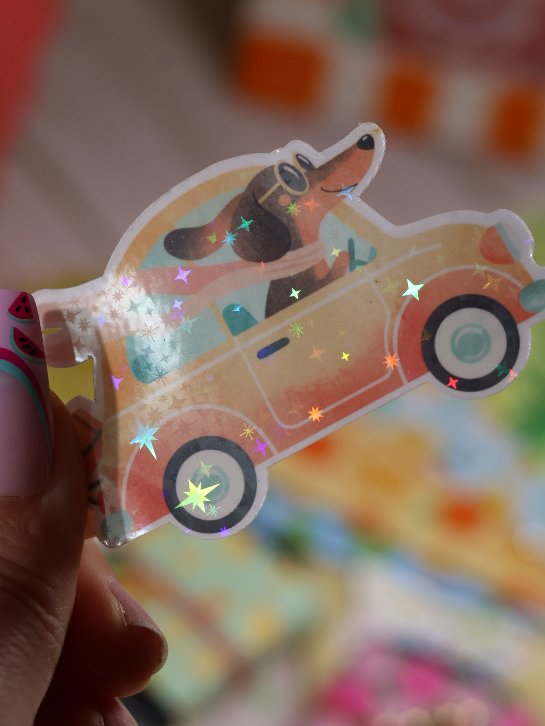 Lot de 6 stickers Zeste d’été en vinyle scintillant – Stickers pailletés