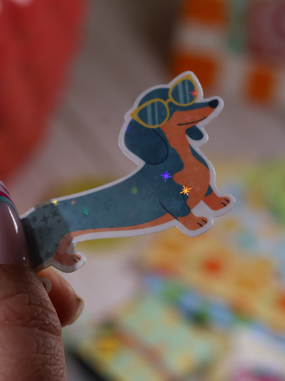 Lot de 6 stickers Zeste d’été en vinyle scintillant – Stickers pailletés