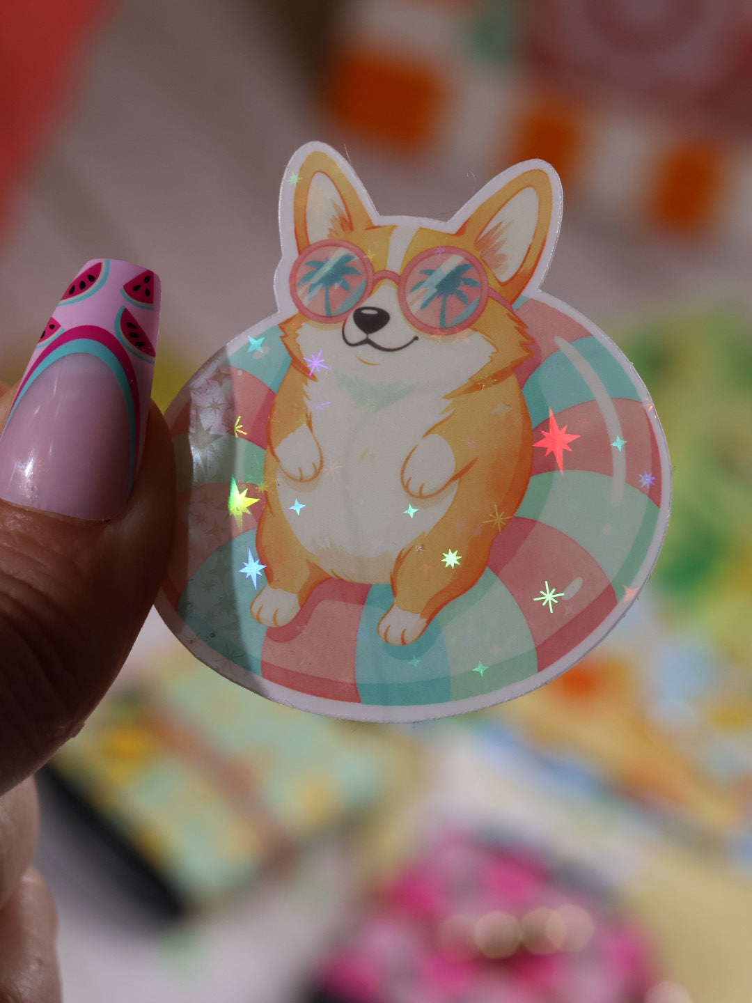 Lot de 6 stickers Zeste d’été en vinyle scintillant – Stickers pailletés