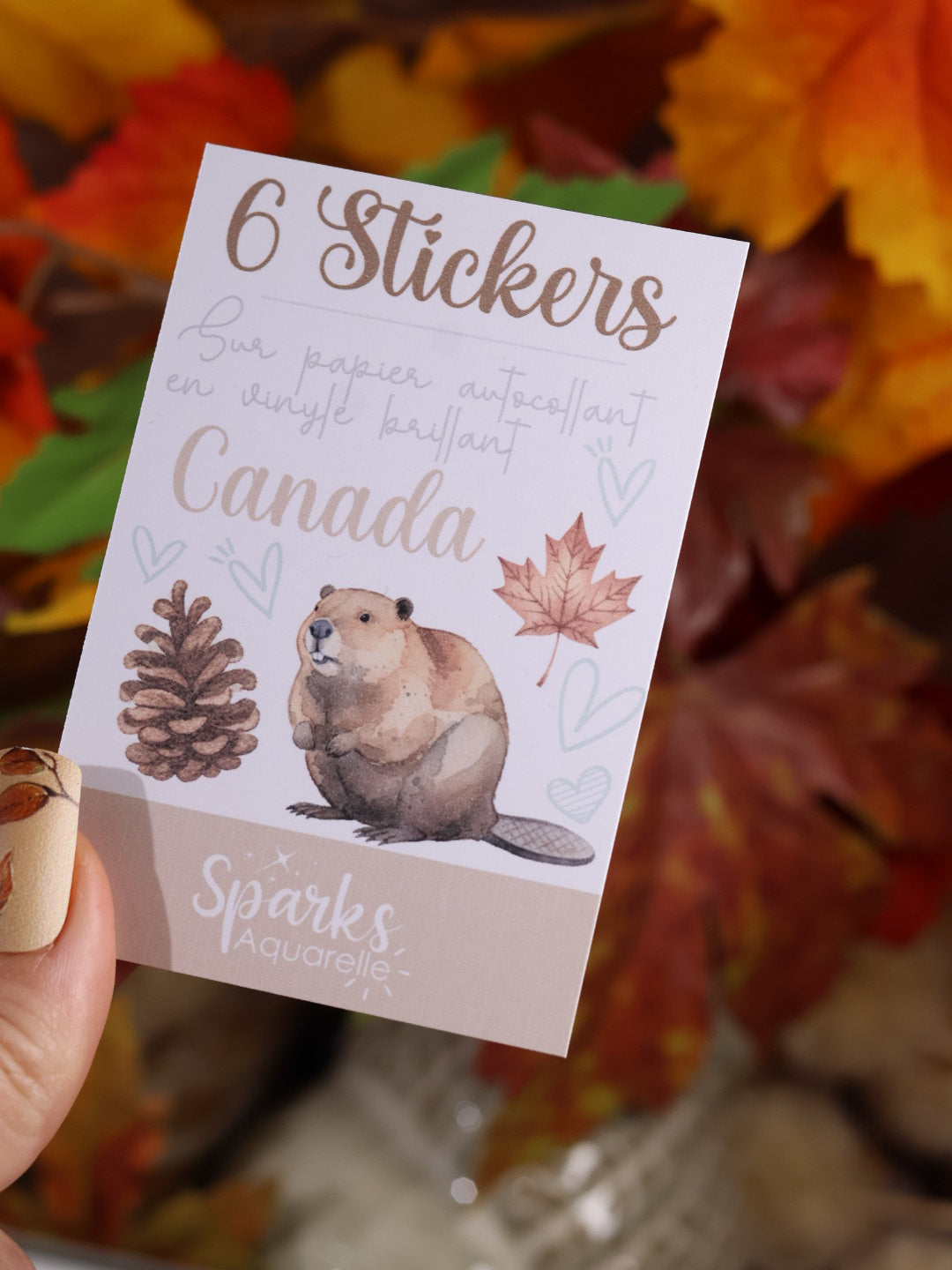 Lot de 6 stickers Voyage au Canada en vinyle scintillant – Stickers pailletés