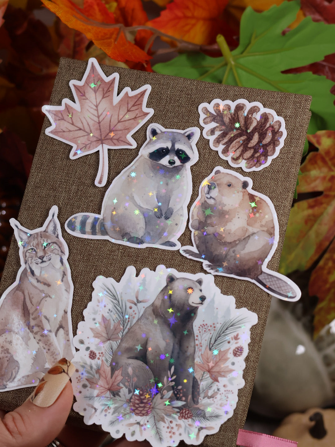 Lot de 6 stickers Voyage au Canada en vinyle scintillant – Stickers pailletés