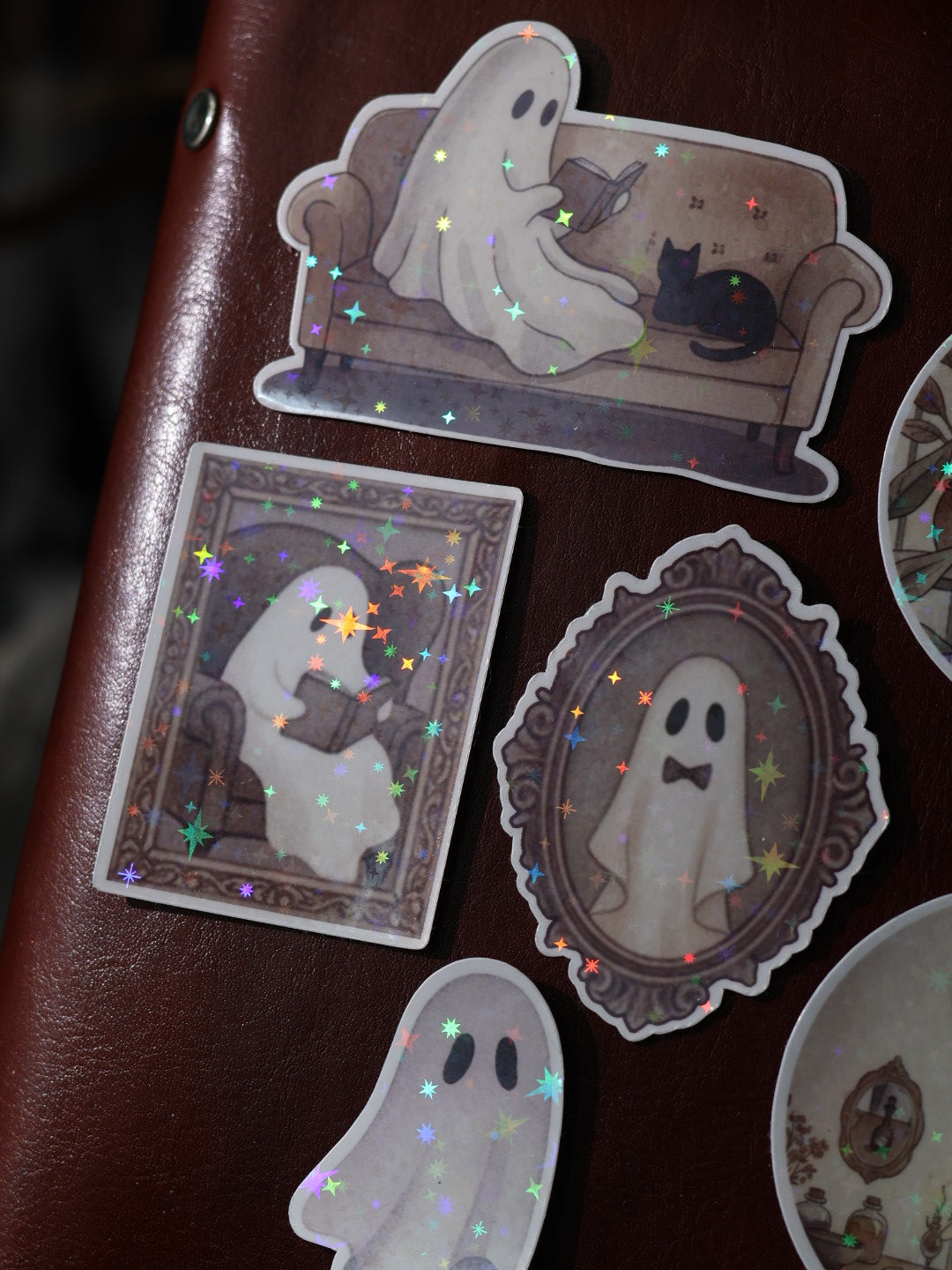 Lot de 6 stickers Manoir hanté - Vinyle scintillant – Stickers pailletés