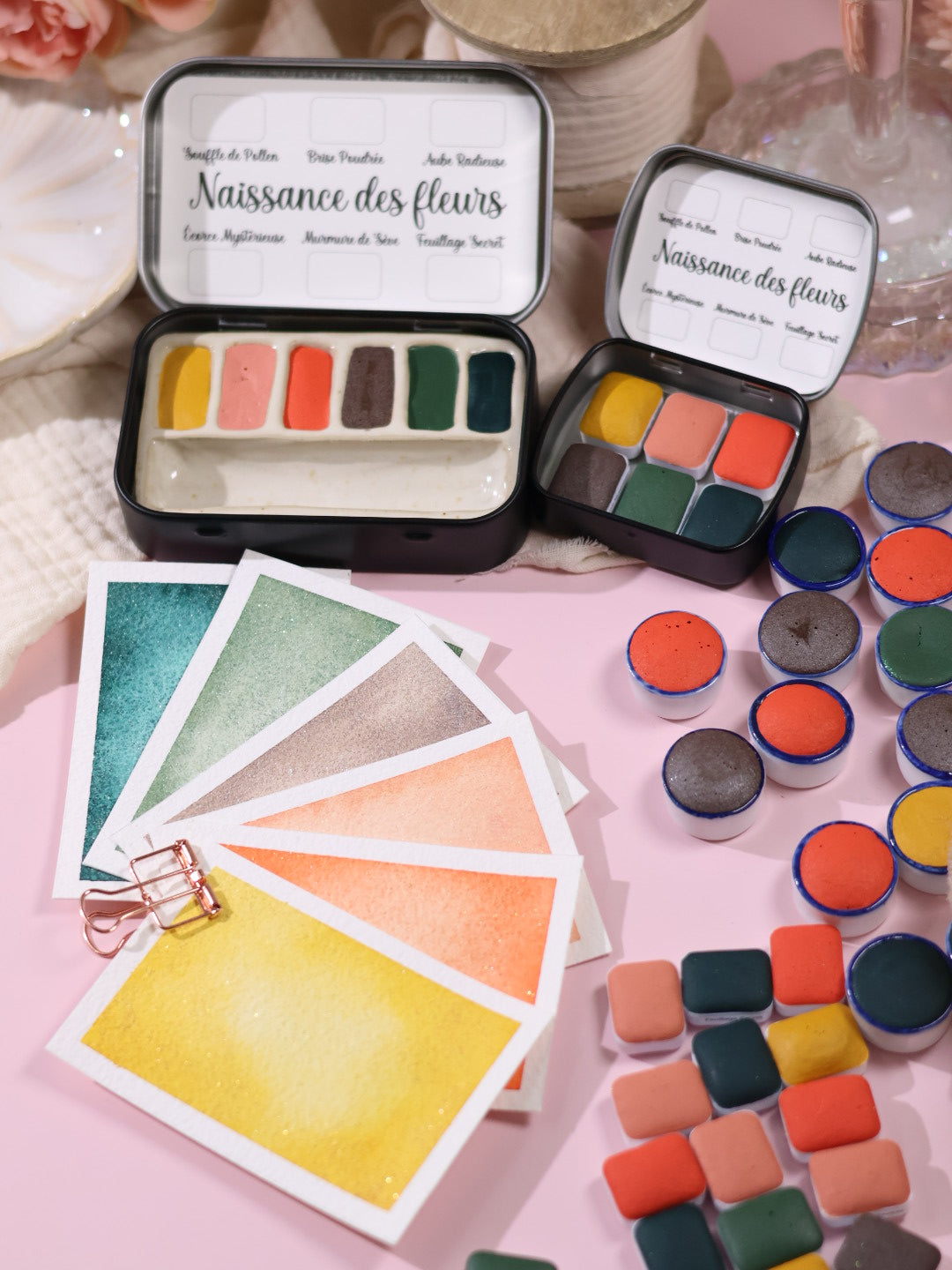 Naissance des Fleurs | 6 aquarelles à effet | Brillantes, poétiques et printanières | Fait main