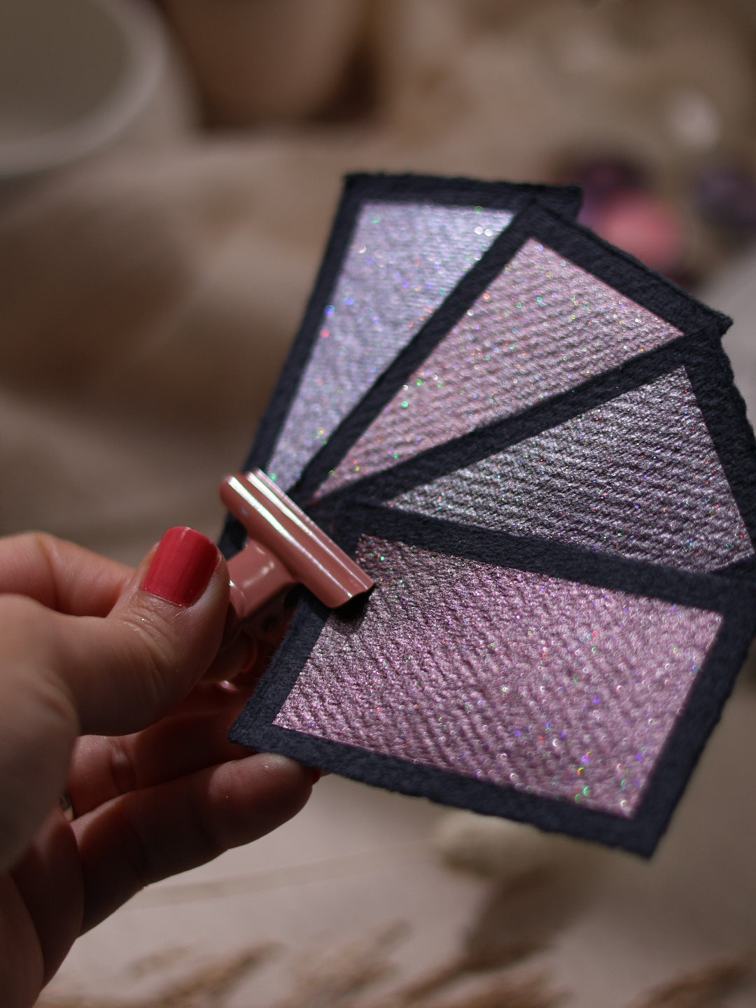 Orpheus | Punktkarte 4 Glitzer-Aquarellfarben | handgefertigte Aquarellfarben | hergestellt in Frankreich | holografischer Glitzer