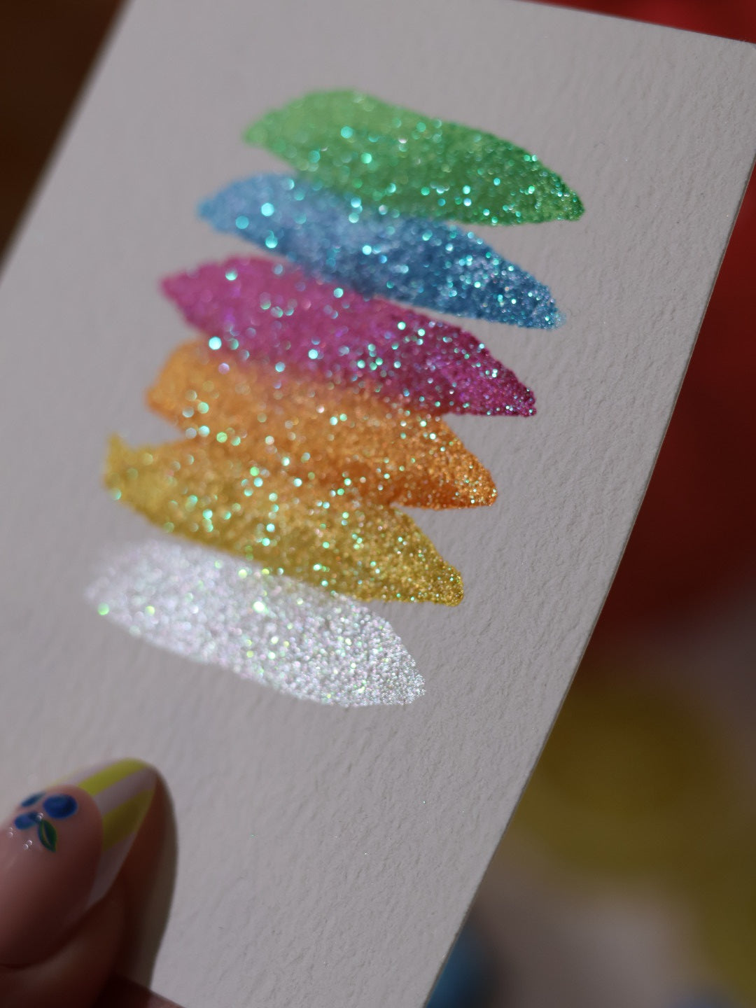Tutti frutti - 6 aquarelles pailletées | aquarelles à paillettes fluos | aquarelle métallisée et pailletées | aquarelle artisanale fait main