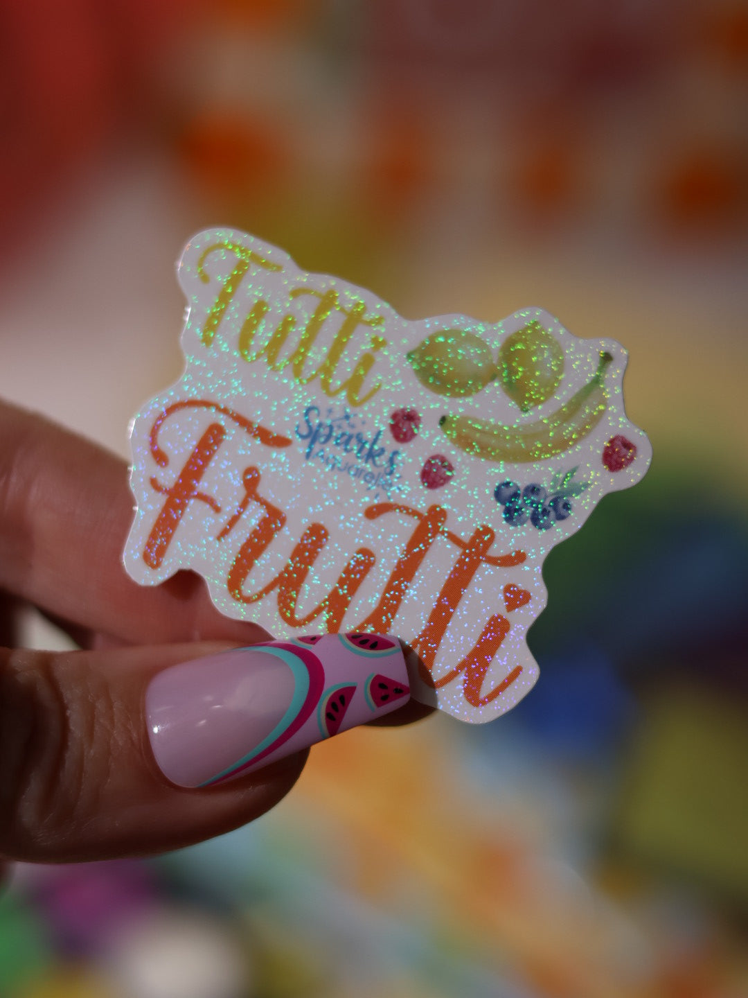 Sticker pailleté pour palette d’aquarelle ✨- Tutti Frutti - décoration palette peinture artistique