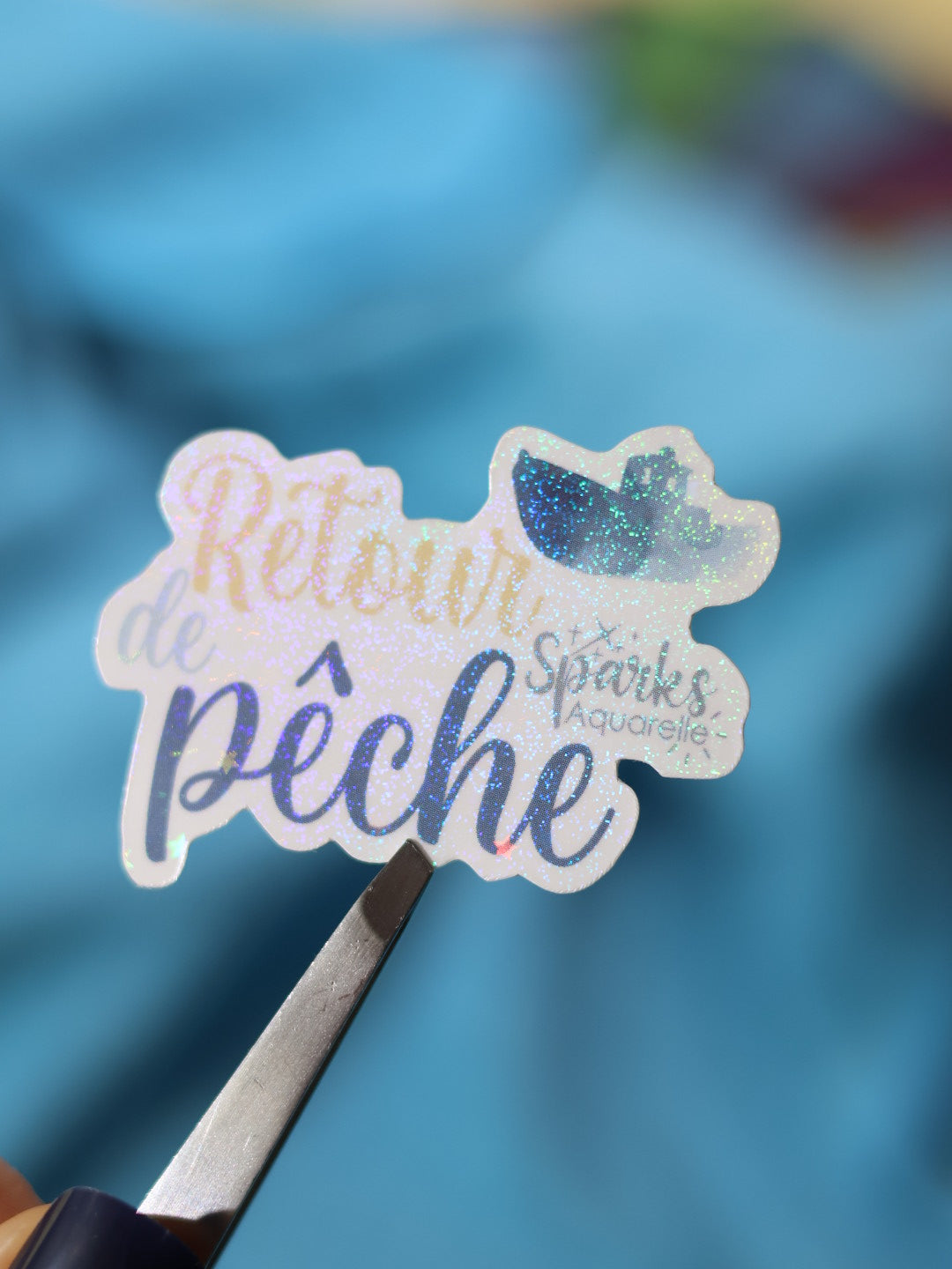 Sticker pailleté pour palette d’aquarelle ✨- Retour de pêche - décoration palette peinture artistique