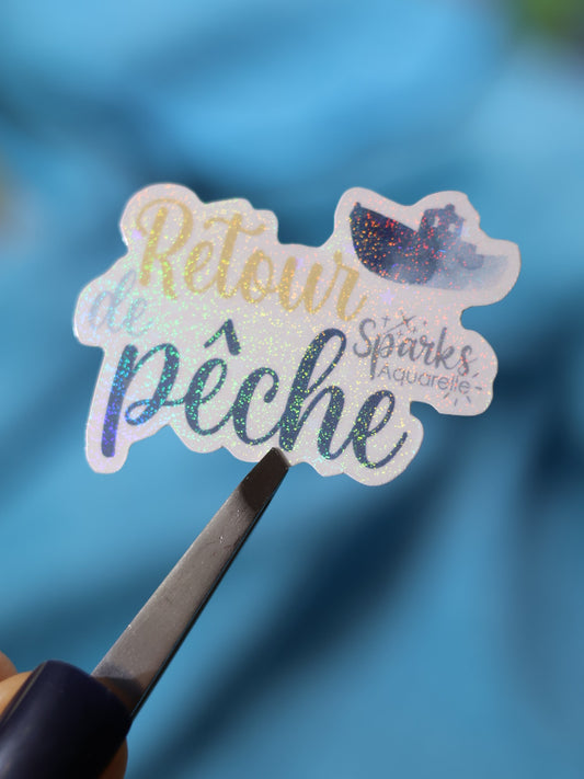 Sticker pailleté pour palette d’aquarelle ✨- Retour de pêche - décoration palette peinture artistique
