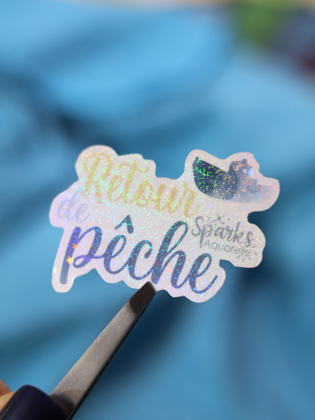 Sticker pailleté pour palette d’aquarelle ✨- Retour de pêche - décoration palette peinture artistique