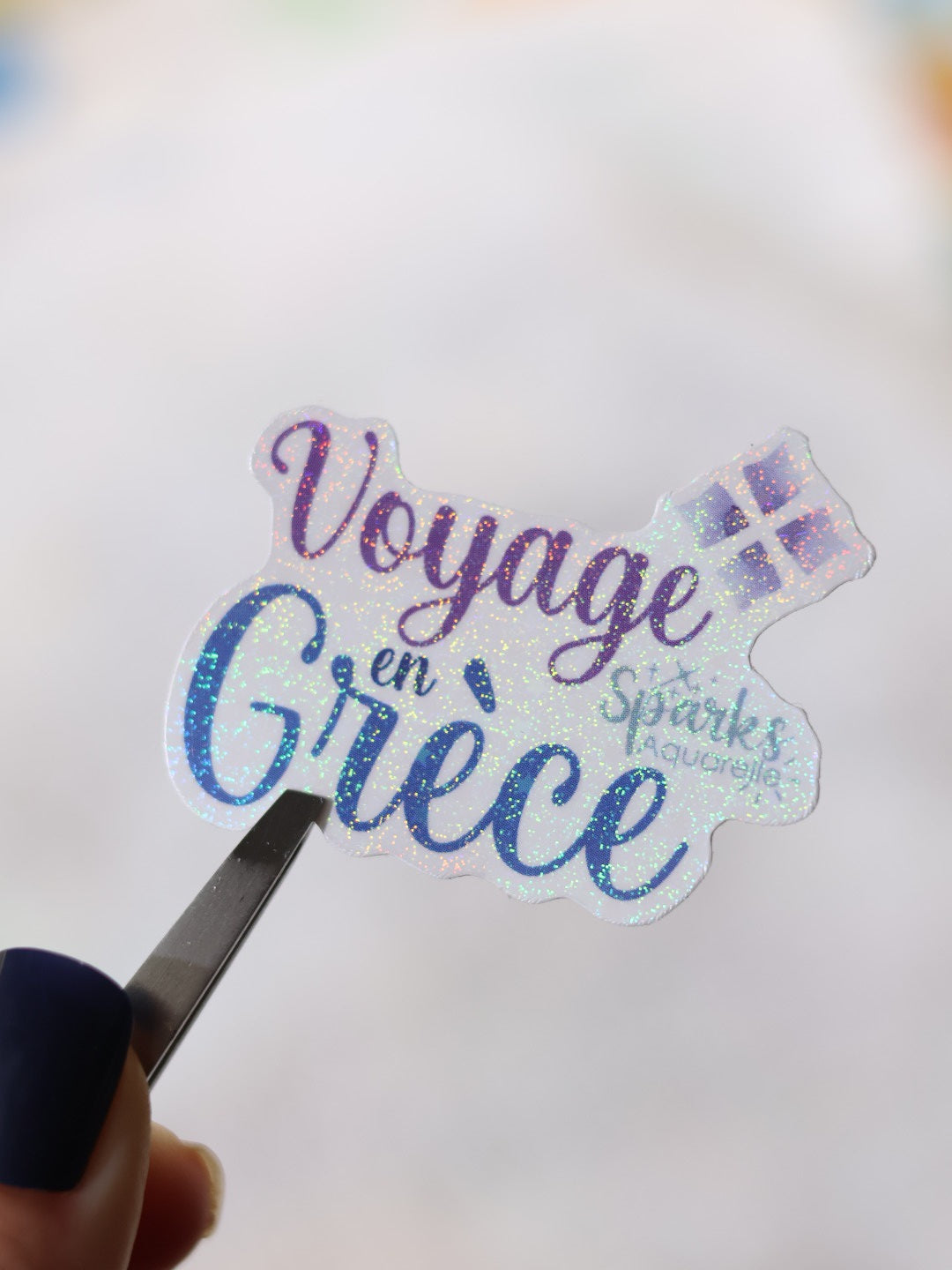 Sticker pailleté pour palette d’aquarelle ✨- Voyage en Grèce - décoration palette peinture artistique