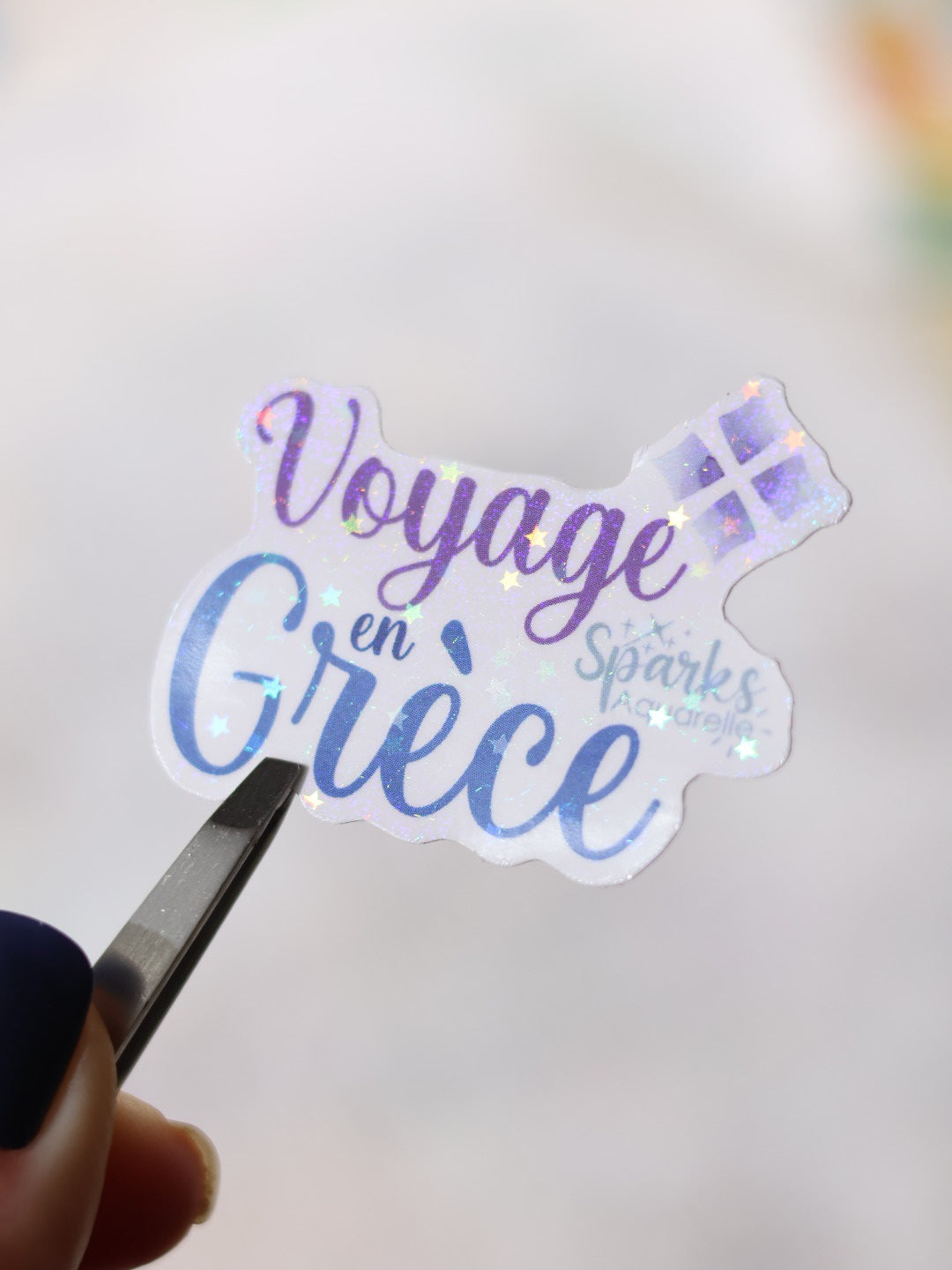 Sticker pailleté pour palette d’aquarelle ✨- Voyage en Grèce - décoration palette peinture artistique