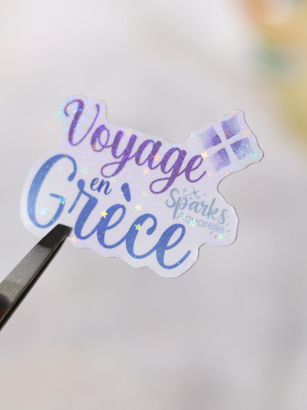 Sticker pailleté pour palette d’aquarelle ✨- Voyage en Grèce - décoration palette peinture artistique