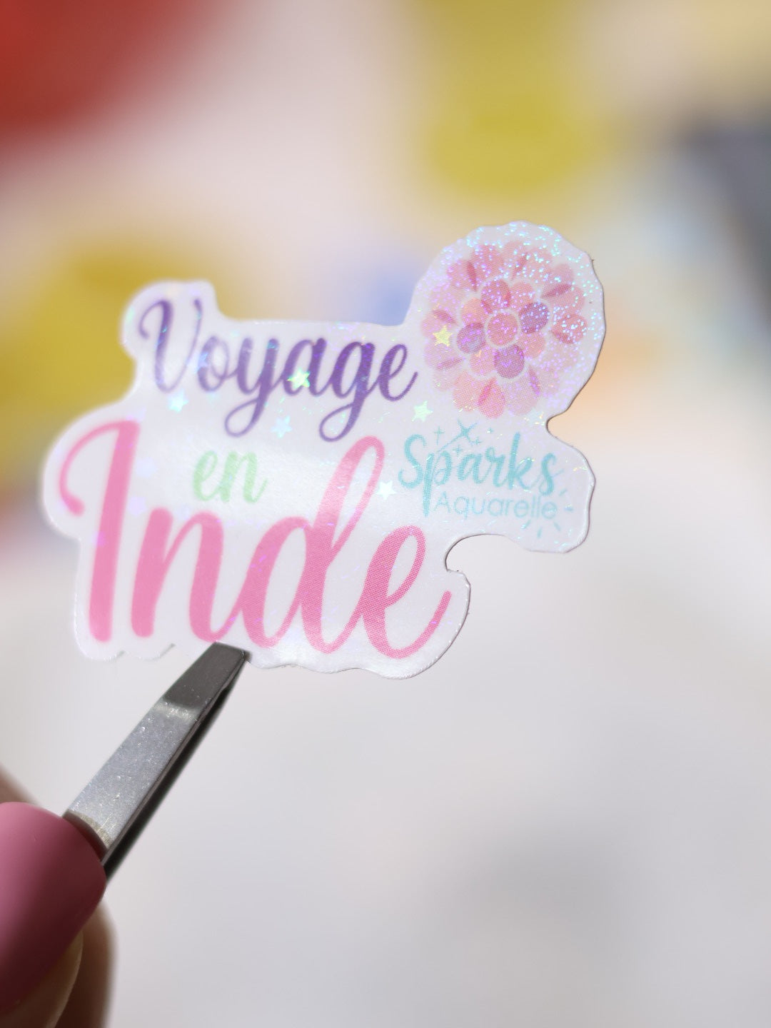 Sticker pailleté pour palette d’aquarelle ✨- Voyage en Inde - décoration palette peinture artistique