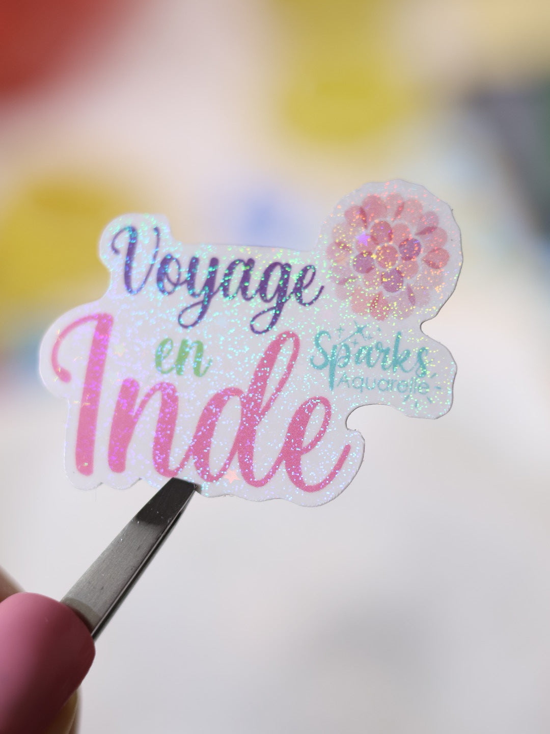 Sticker pailleté pour palette d’aquarelle ✨- Voyage en Inde - décoration palette peinture artistique