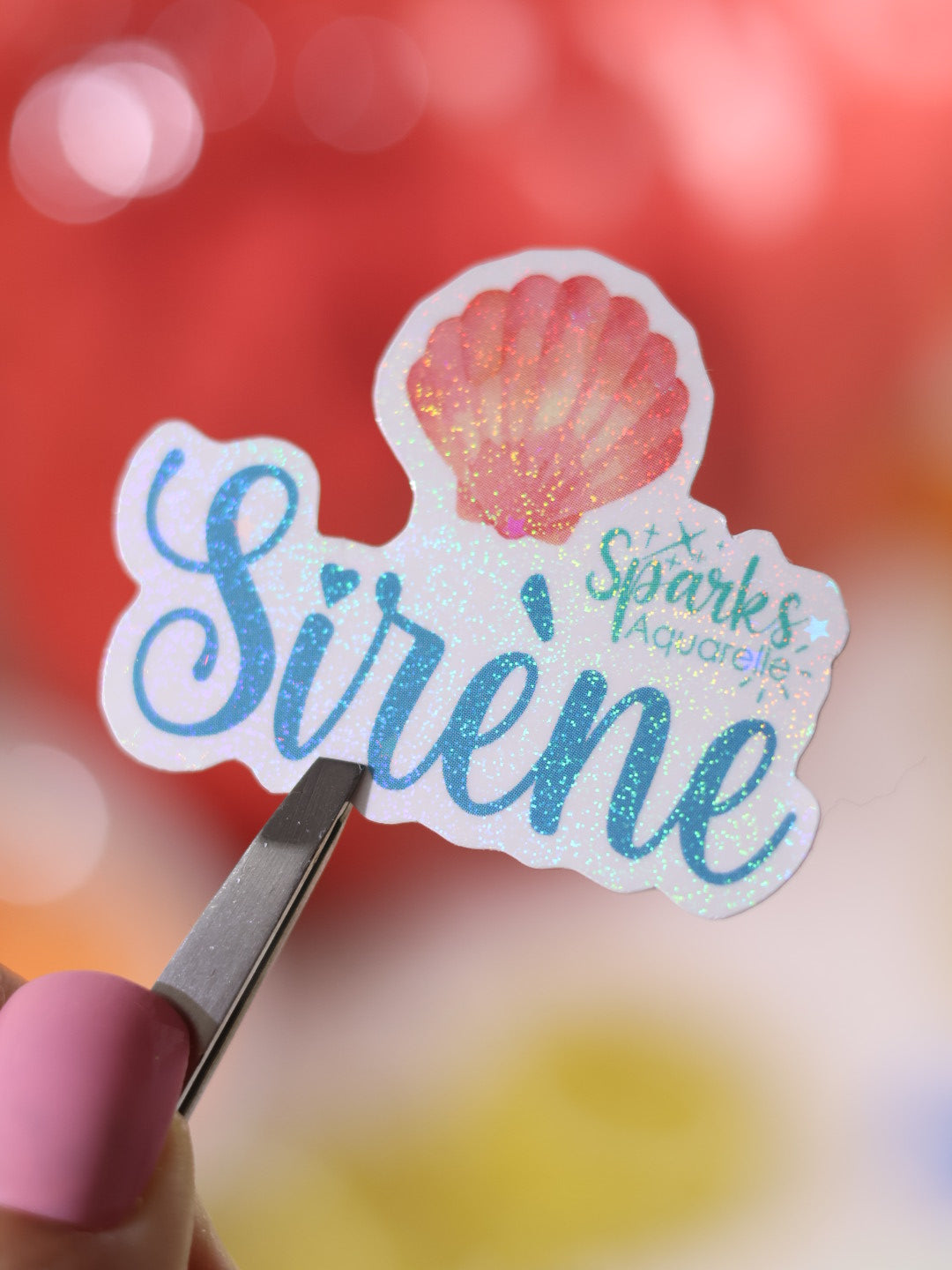 Sticker pailleté pour palette d’aquarelle ✨-Sirène - décoration palette peinture artistique