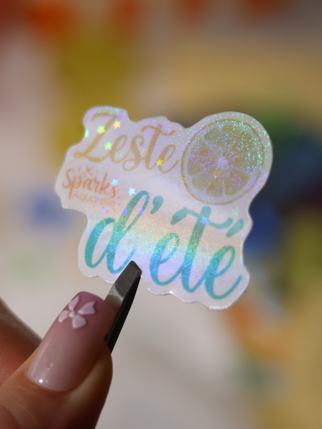 Sticker pailleté pour palette d’aquarelle ✨- Zeste d'été - décoration palette peinture artistique