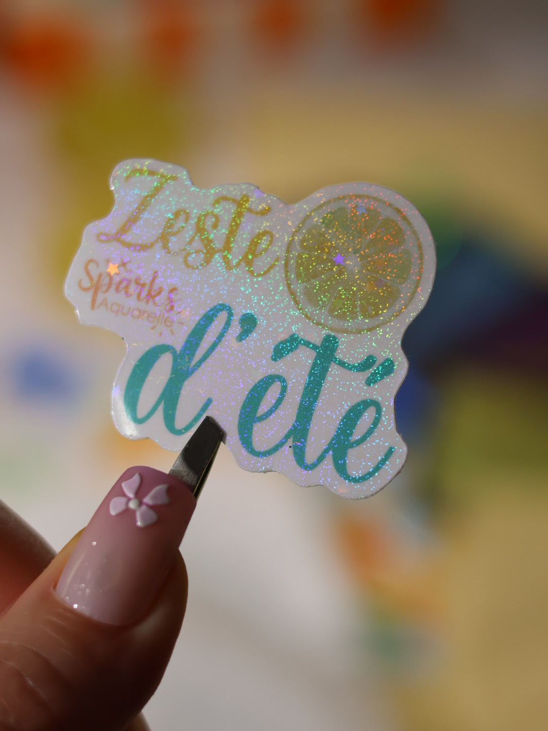 Sticker pailleté pour palette d’aquarelle ✨- Zeste d'été - décoration palette peinture artistique