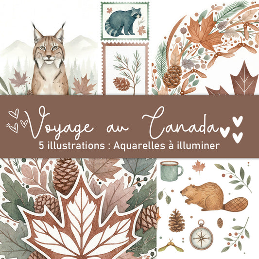 Collection Voyage au Canada :  illustrations à pailleter