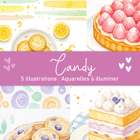 Collection Candy :  illustrations à pailleter